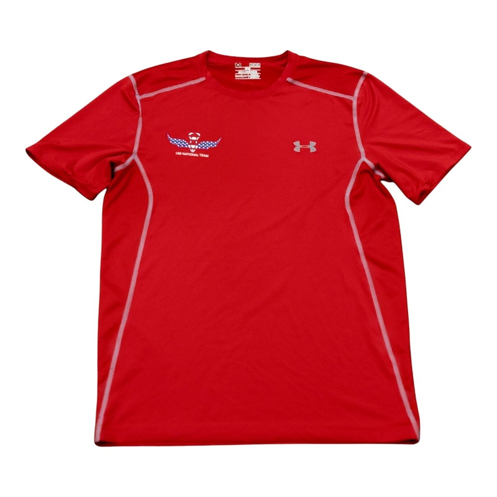 Men's Under Armour HeatGear Fitted Shirt LB3 National Team Lacrosse Red Medium